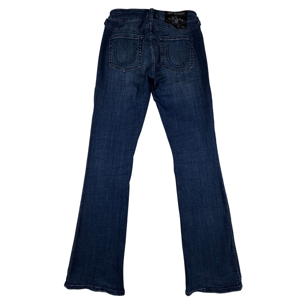 True Religion Becca Mid Rise Bootcut Jeans Dark Indigo Horseshoe Size 27 (29)